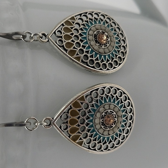 1861- Handmade Bohemian Teardrops Earrings NWT - Picture 2 of 6